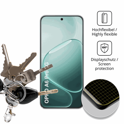 dipos Displayschutz für Oppo A6i Plus 5G, transparente Oberfläche, perfekte Passform auch für die Rundungen