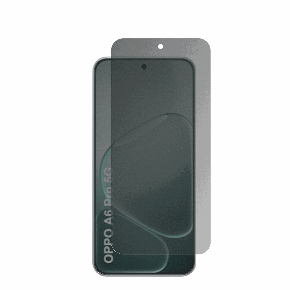 OppoA6i Plus 5G mit aufgebrachter dipos Flex Schutzfolie, die seitliche Einblicke blockiert
