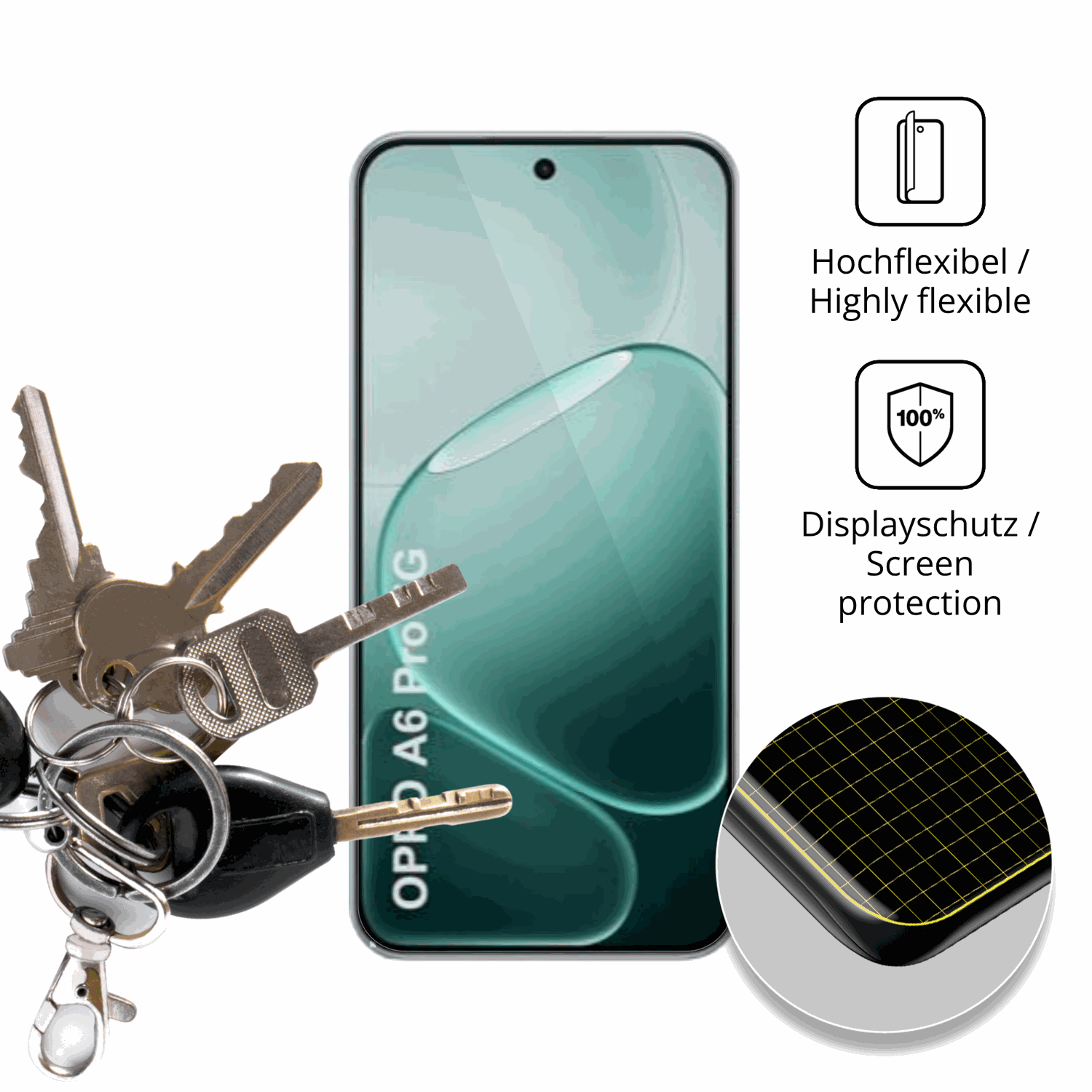 dipos Displayschutz für Oppo A6i Plus 5G, transparente Oberfläche, geringe Dicke und perfekte Passform
