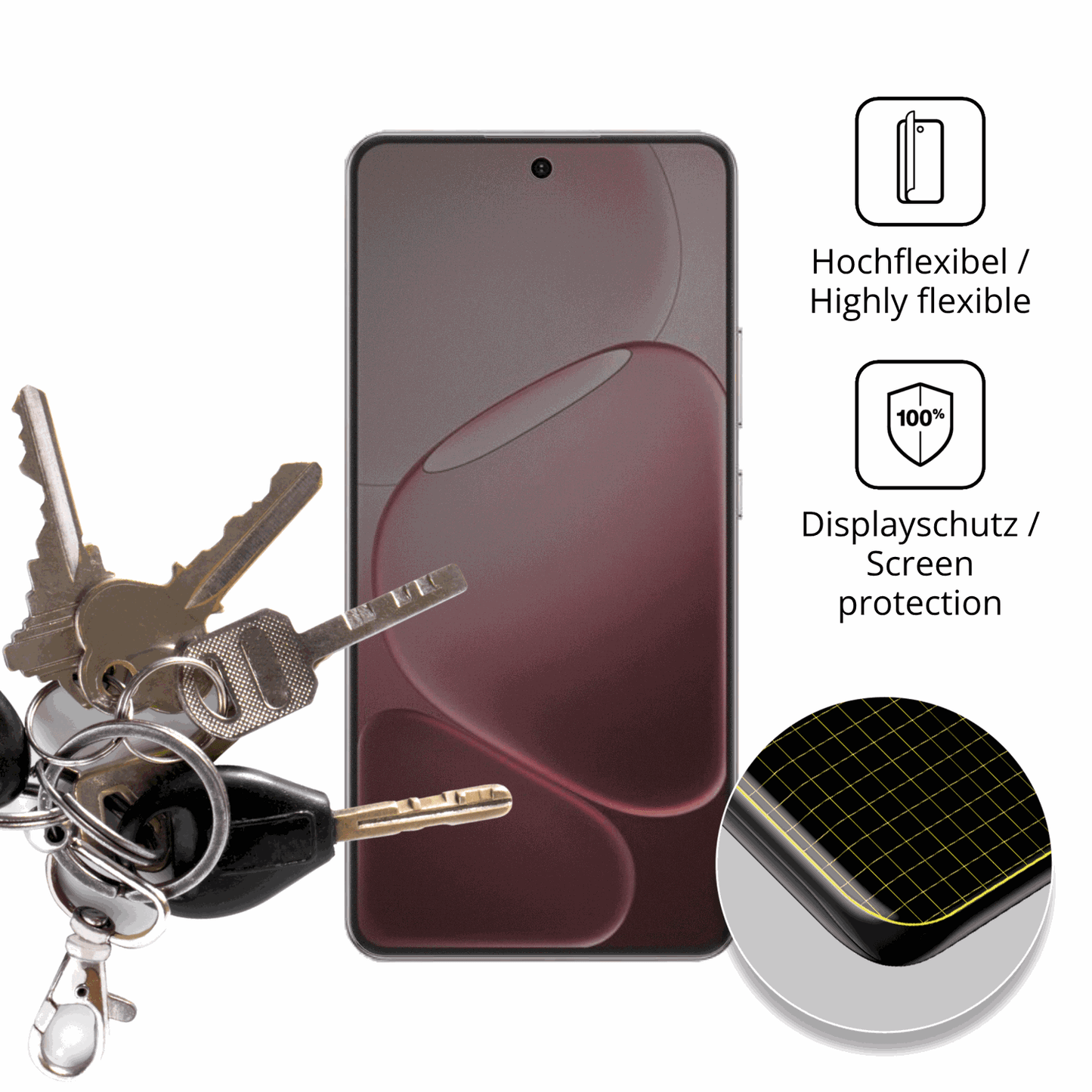 dipos Displayschutz für Oppo A6L, mit Blickschutzfilter und perfekter Passform auch für die Rundungen