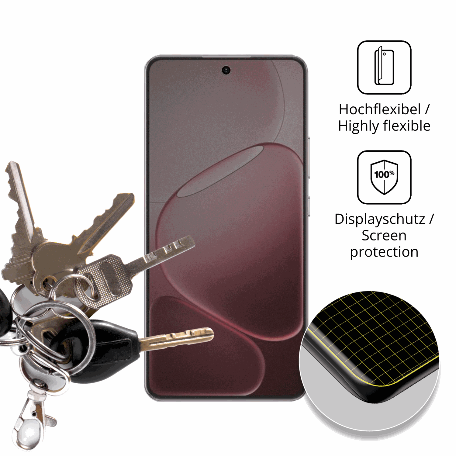 dipos Displayschutz für Oppo A6L, mit Blickschutzfilter und perfekter Passform auch für die Rundungen