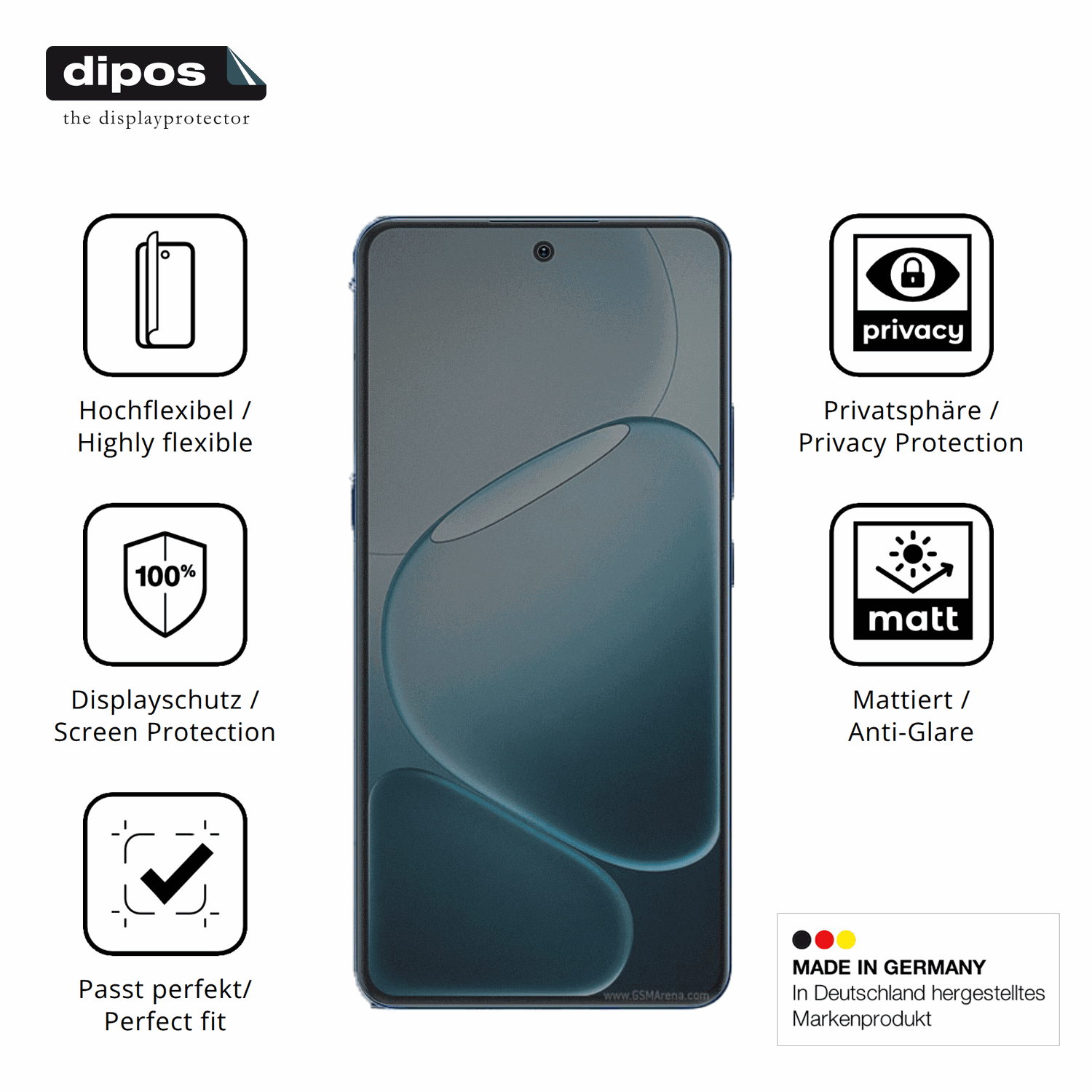 Flexible TPU-Folie passend zugeschnitten für Oppo A6 Max, mit Privatsphäre-Schutz durch Sichtschutz-Folie