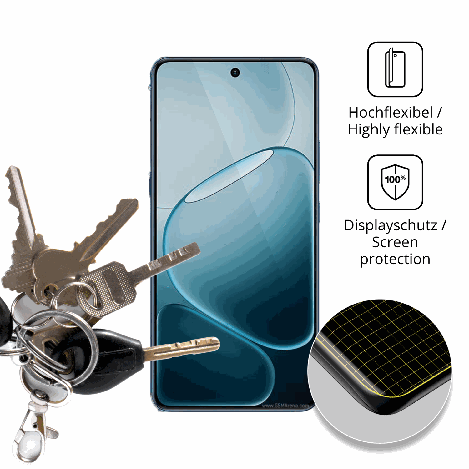 dipos Displayschutz für Oppo A6 GT, transparente Oberfläche, geringe Dicke und perfekte Passform