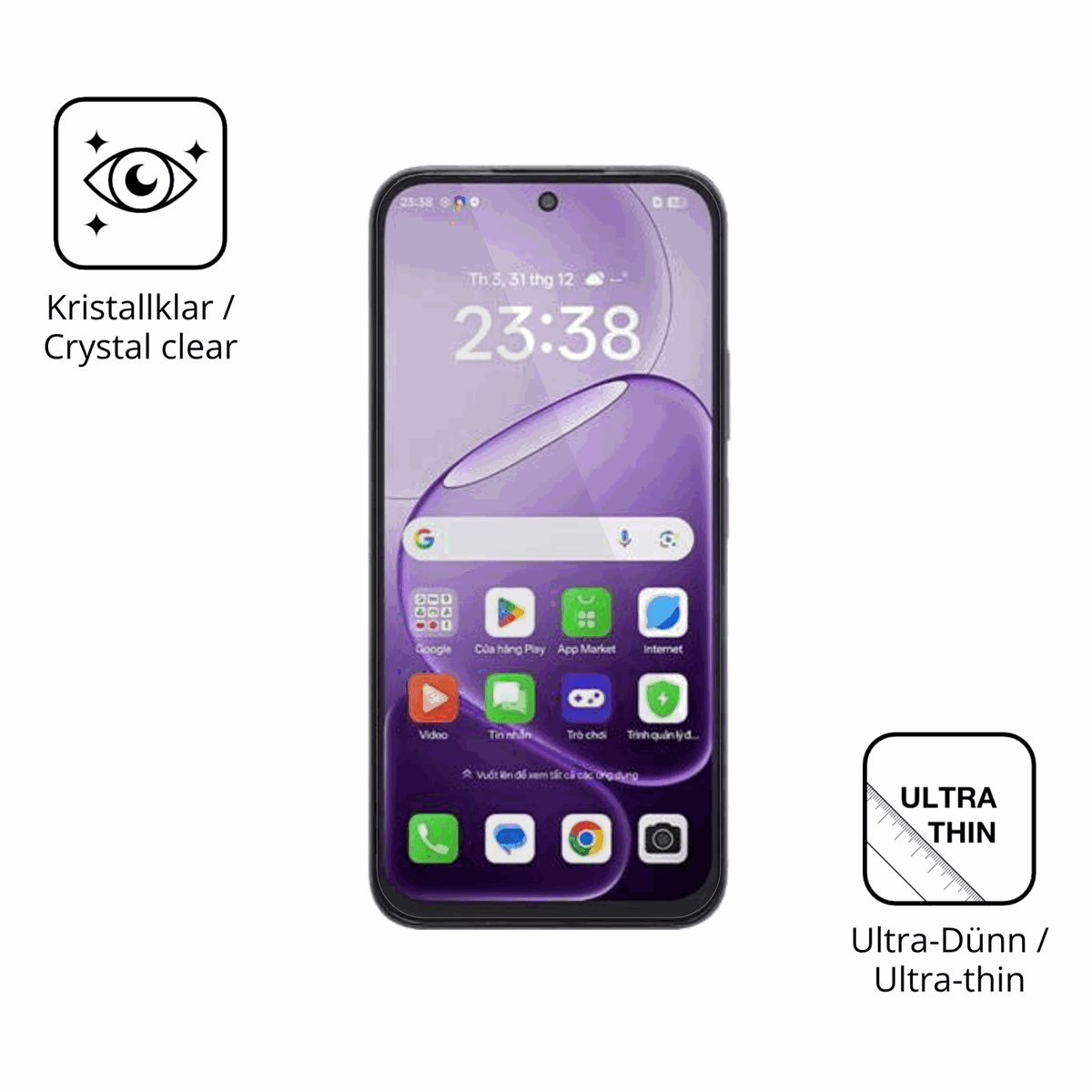 Dünne und klare Folie passend zugeschnitten für Oppo A6t
