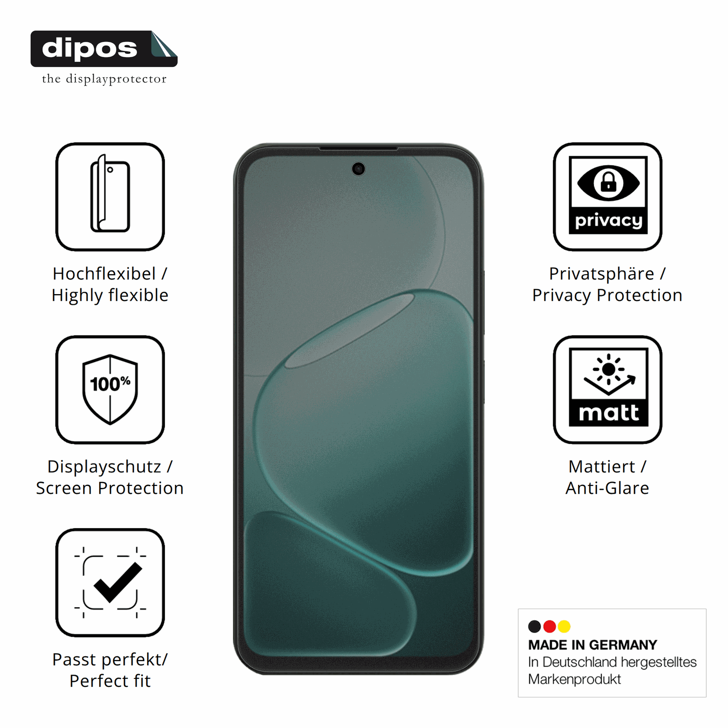 Flexible TPU-Folie passend zugeschnitten für Oppo A6v, mit Privatsphäre-Schutz durch Sichtschutz-Folie