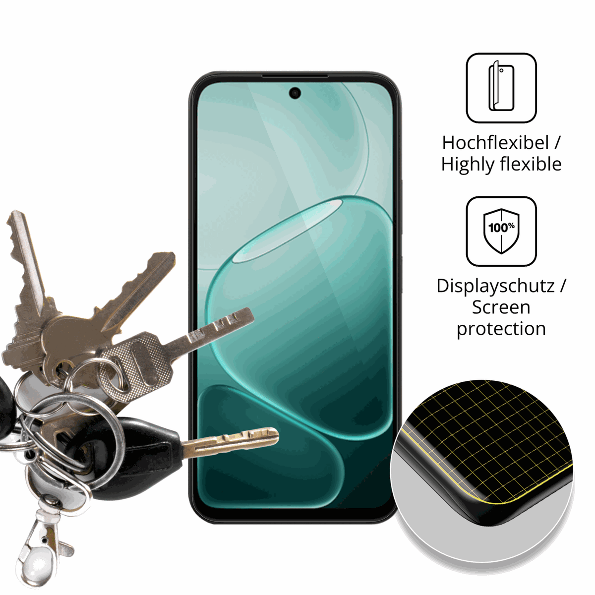 dipos Displayschutz für Oppo A6v, transparente Oberfläche, geringe Dicke und perfekte Passform