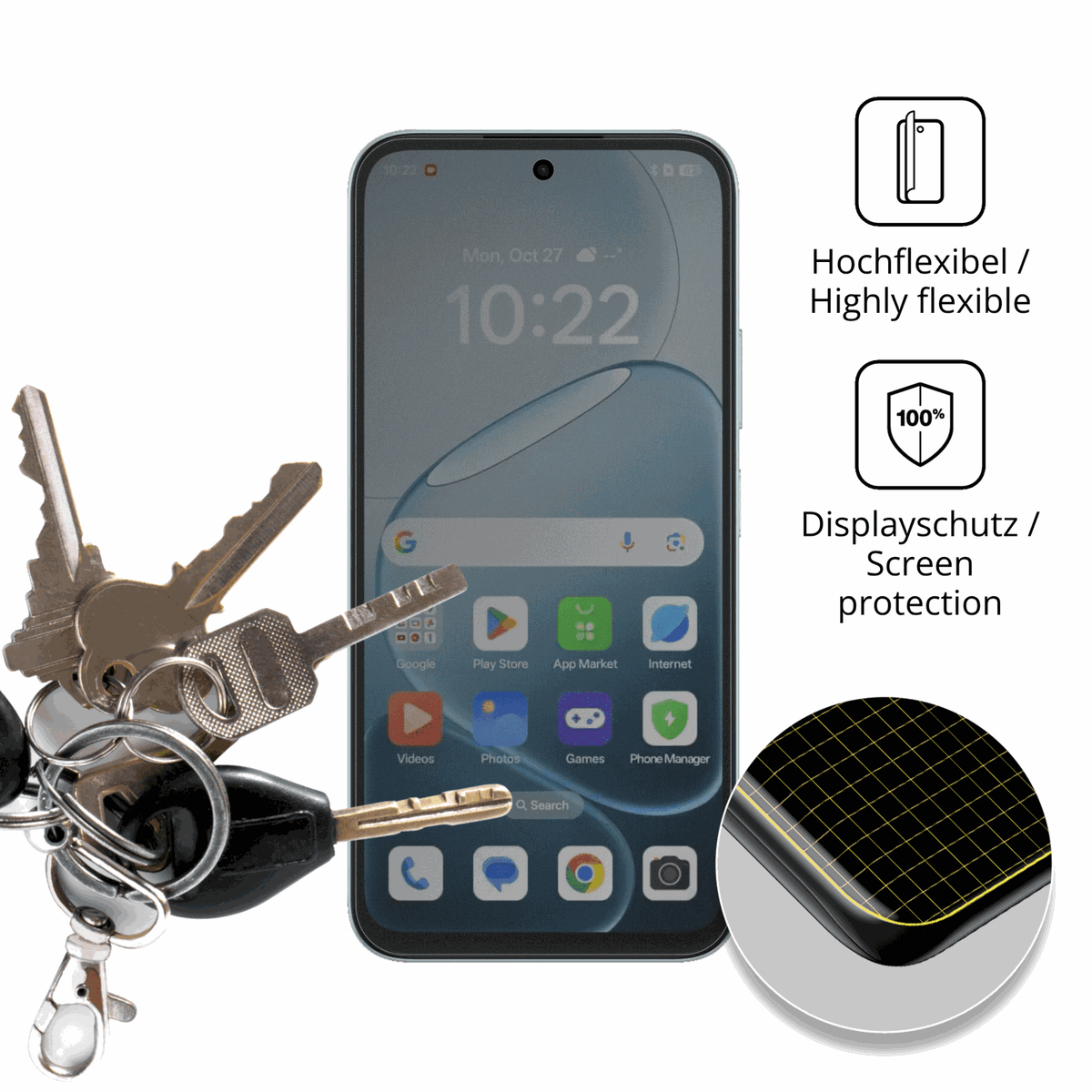 dipos Displayschutz für Oppo A6x, mit Blickschutzfilter und perfekter Passform auch für die Rundungen