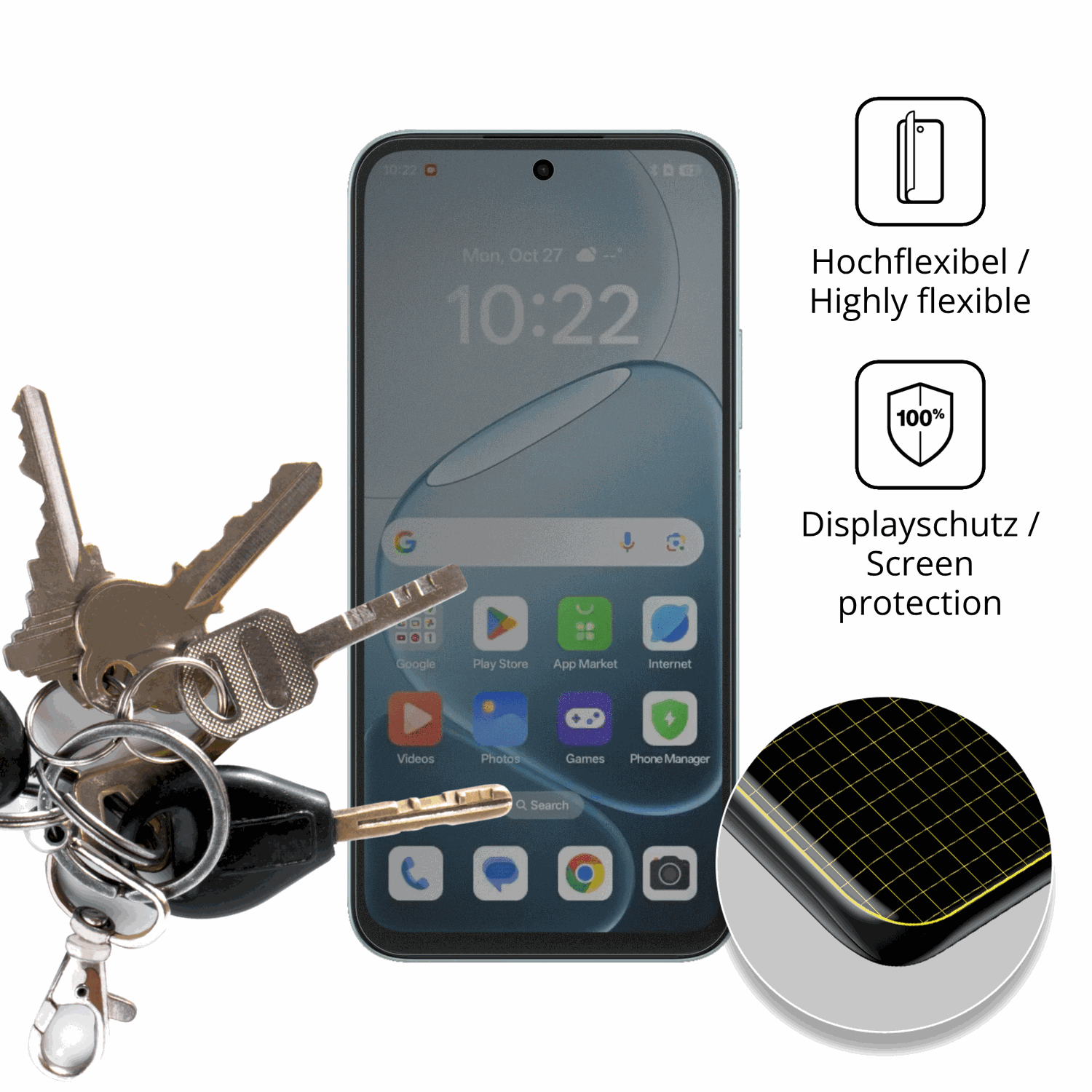 dipos Displayschutz für Oppo A6x, mit Blickschutzfilter und perfekter Passform auch für die Rundungen