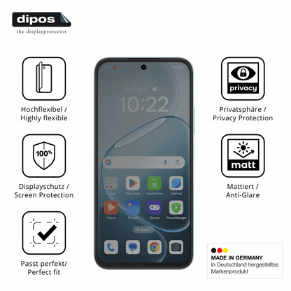 Flexible TPU-Folie passend zugeschnitten für Oppo A6x, mit Privatsphäre-Schutz durch Sichtschutz-Folie