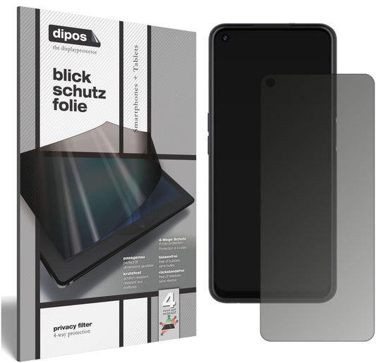 Blickschutzfolie von dipos passend für Oppo A52, präziser Zuschnitt und blasenfrei montiert