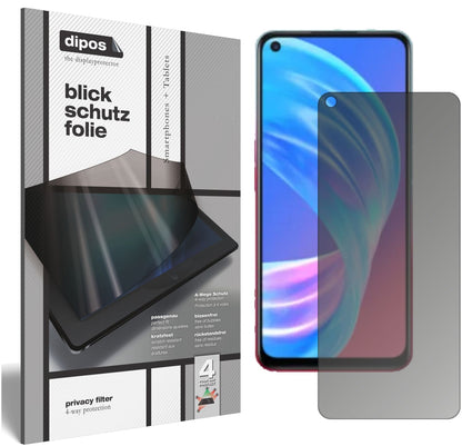 Blickschutzfolie von dipos passend für Oppo A72 5G, präziser Zuschnitt und blasenfrei montiert