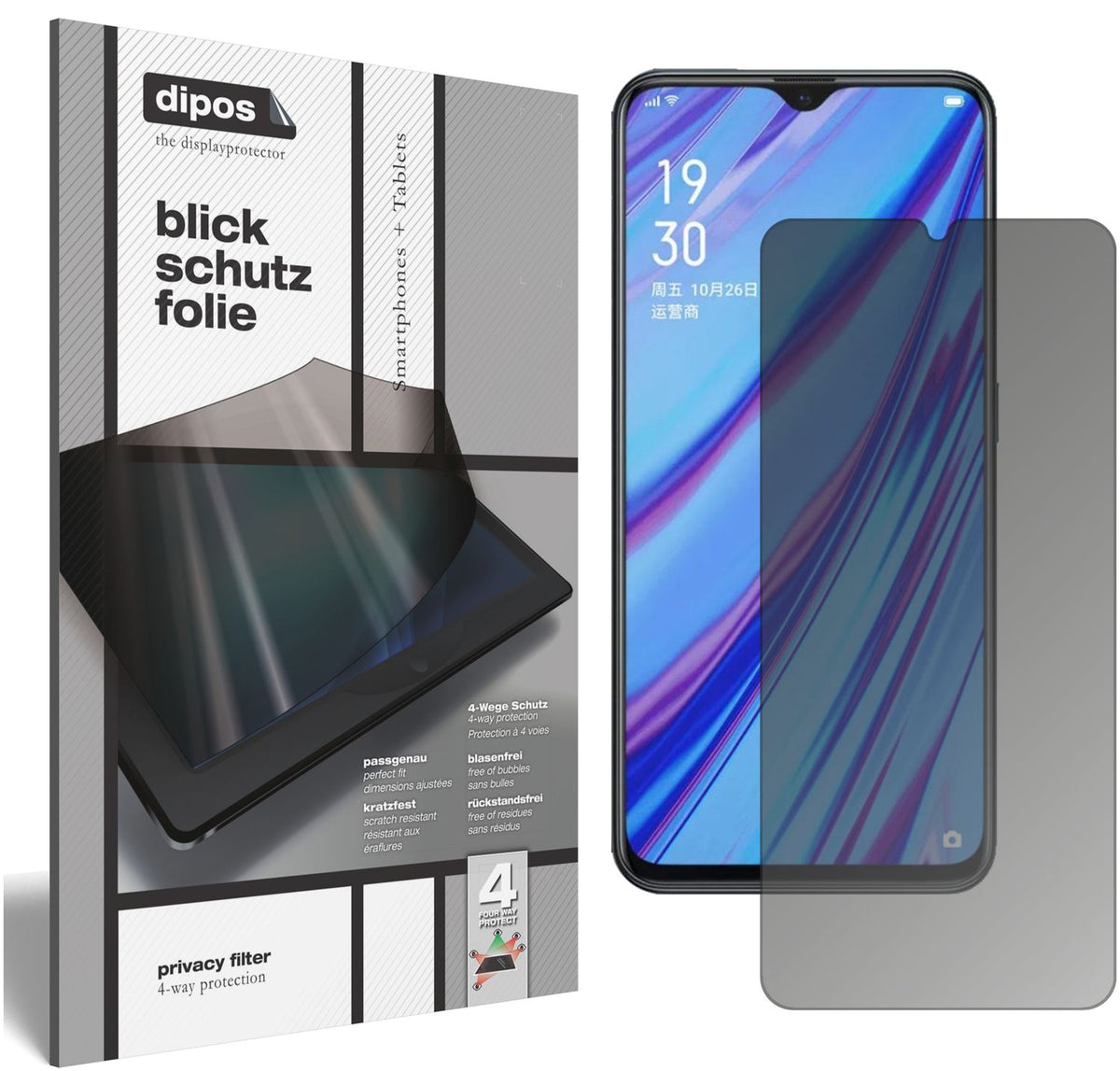 Blickschutzfolie für Oppo A9x matt Schutzfolie Privacy