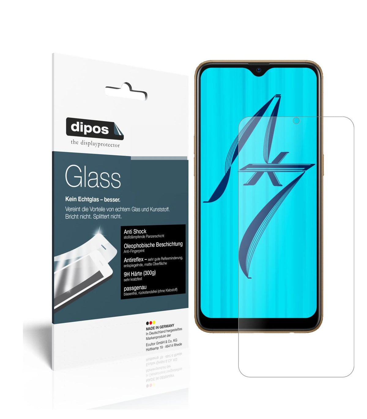 Matte Displayschutzfolie von dipos passend für Oppo AX7, 9H kratzfest und blasenfrei montiert