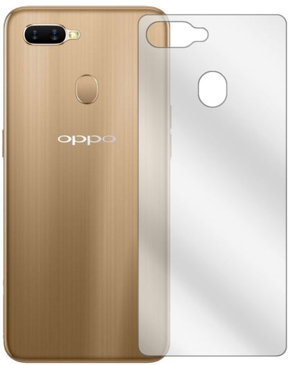OppoAX7 Pro Rückseite mit aufgebrachter dipos Displayschutzfolie, glasklare Darstellung ohne Einschränkungen
