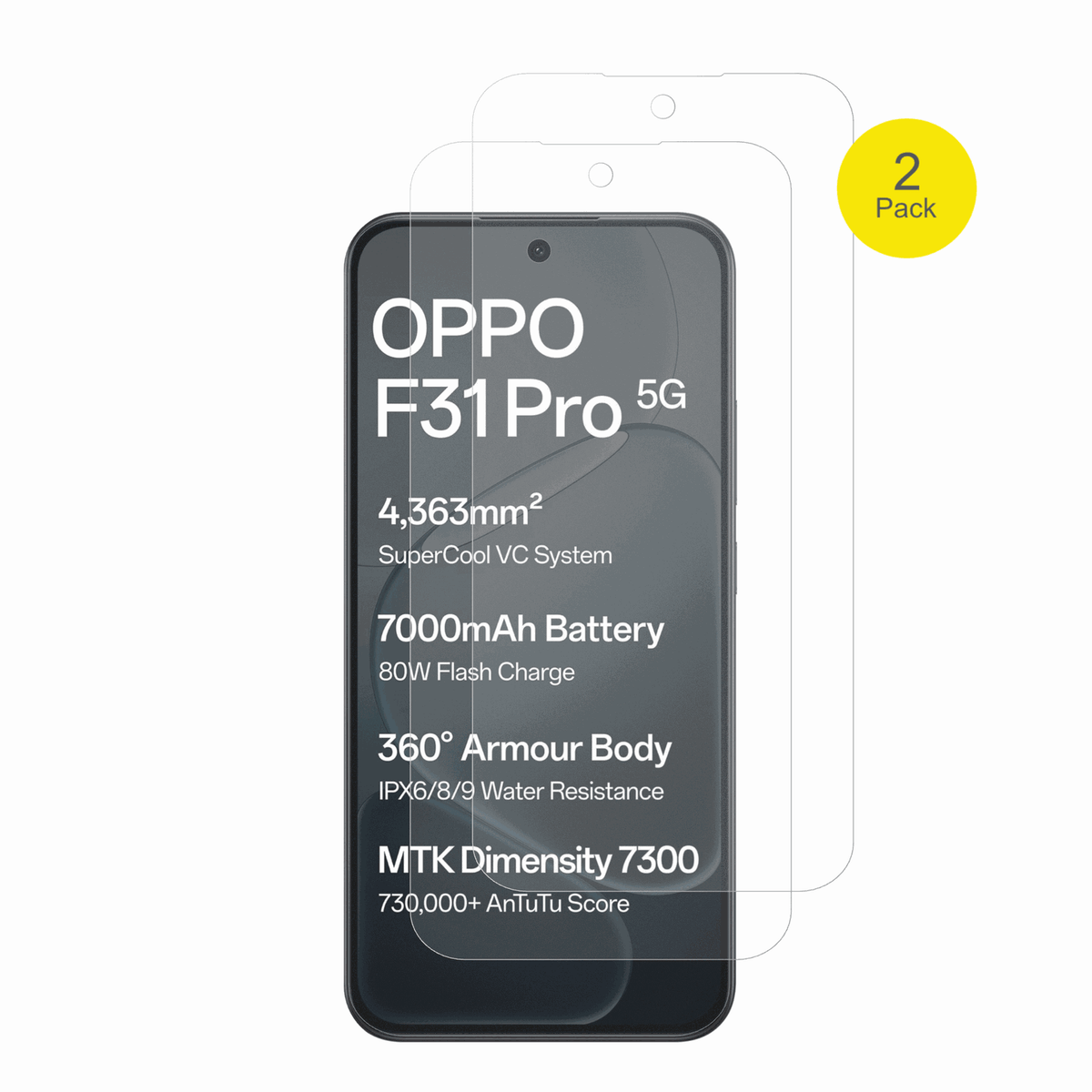 OppoF31 Pro mit aufgebrachter dipos Flex Schutzfolie, glasklare Darstellung ohne Einschränkungen