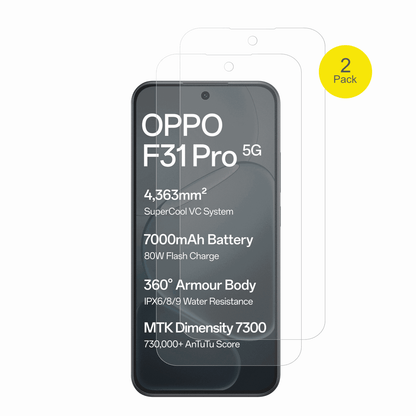 OppoF31 Pro mit aufgebrachter dipos Flex Schutzfolie, glasklare Darstellung ohne Einschränkungen