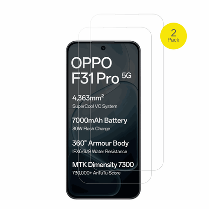 OppoF31 Pro mit aufgebrachter dipos Displayschutzfolie, glasklare Darstellung ohne Einschränkungen