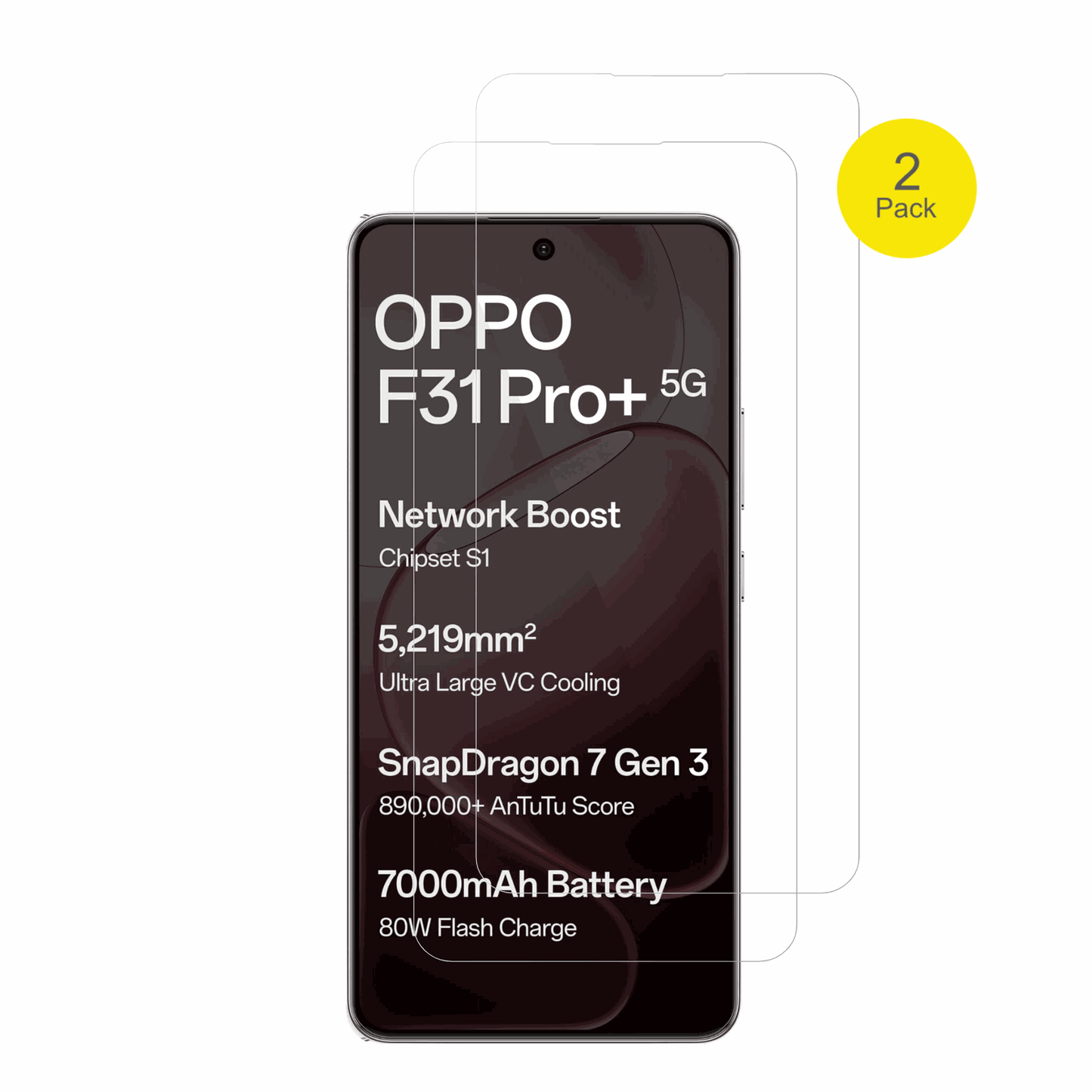 OppoF31 Pro Plus mit aufgebrachter dipos Displayschutzfolie, glasklare Darstellung ohne Einschränkungen