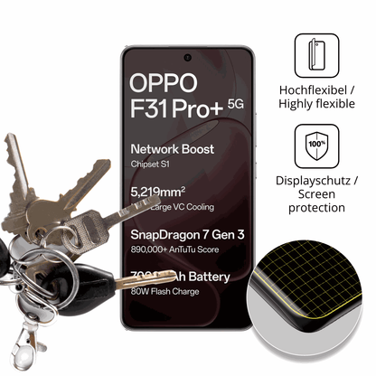 dipos Displayschutz für Oppo F31 Pro Plus, transparente Oberfläche, geringe Dicke und perfekte Passform