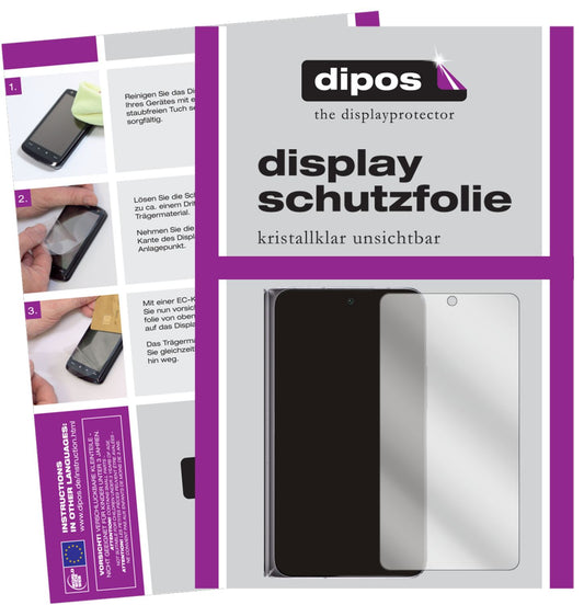 Klare Displayschutzfolie von dipos passend für Oppo Find N Rückseite, präziser Zuschnitt und blasenfrei montiert