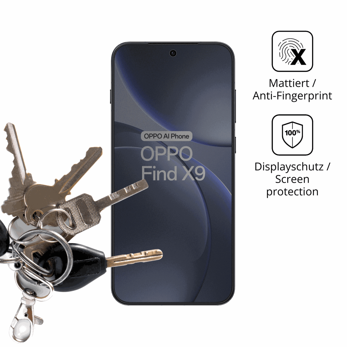 dipos Displayschutz für Oppo Find X9 5G, mattierte Oberfläche, Blickschutzfilter und perfekter Passform