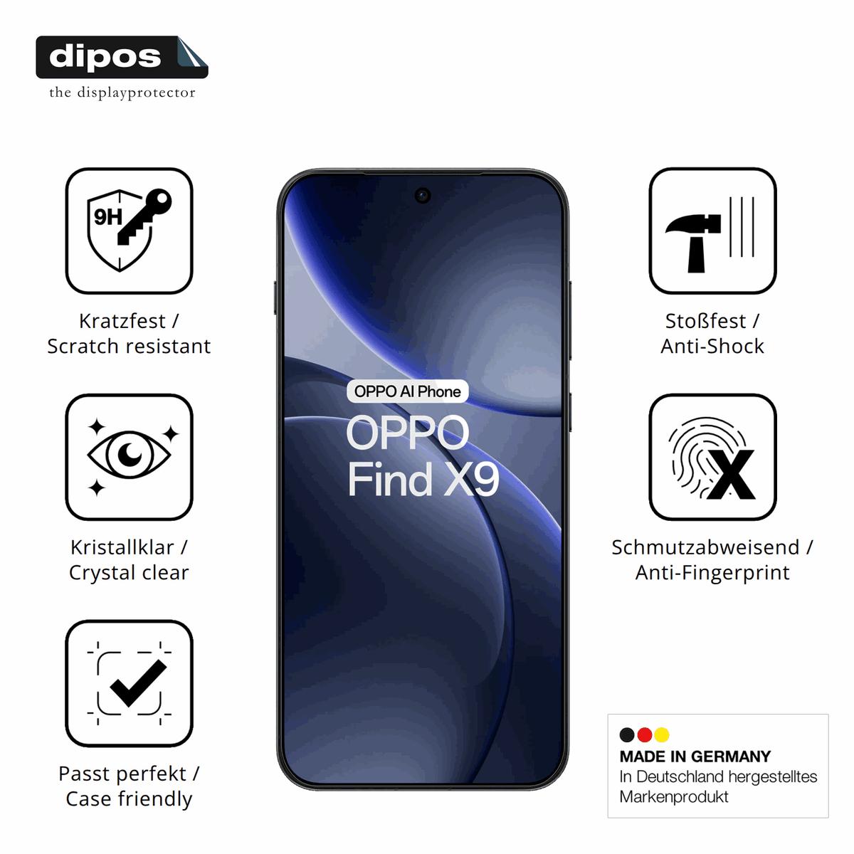 Displayschutz hergestellt in Deutschland, höchste Qualität made in Germany