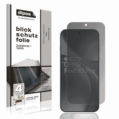 Blickschutzfolie von dipos passend für oppofind x9 pro 5g, präziser Zuschnitt und blasenfrei montiert