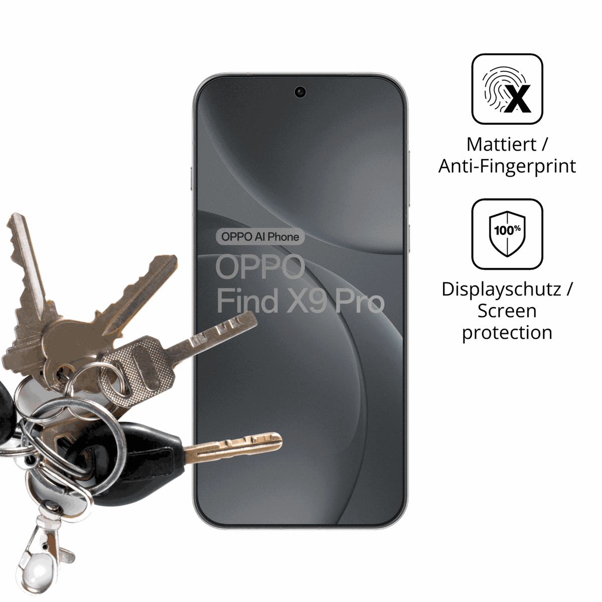 dipos Displayschutz für oppofind x9 pro 5g, mattierte Oberfläche, Blickschutzfilter und perfekter Passform