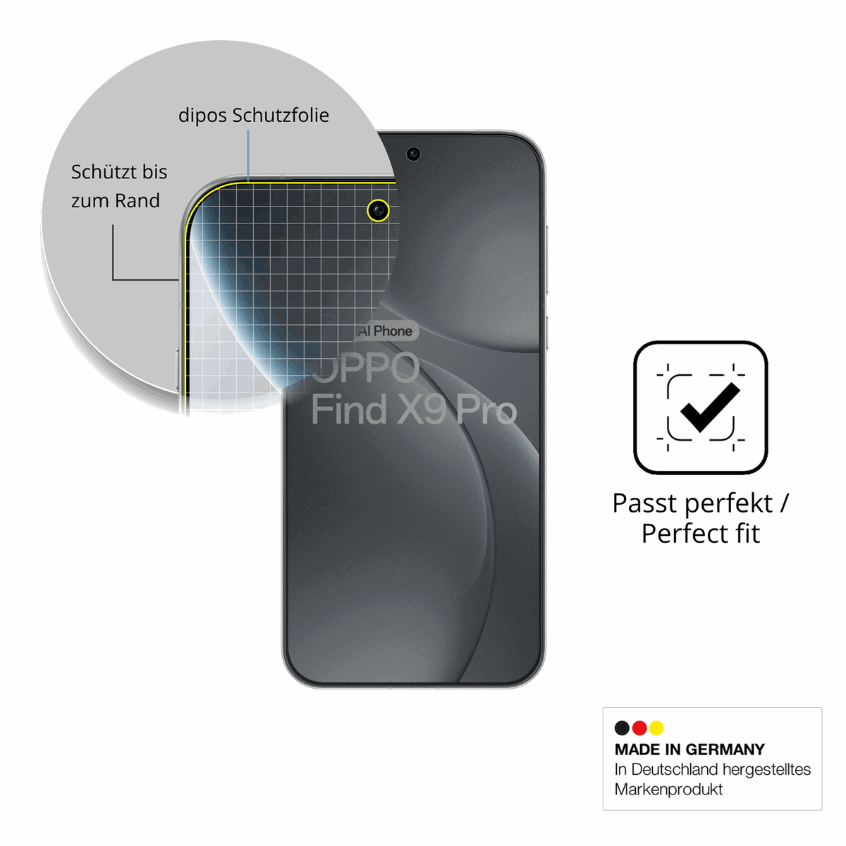 Schutz gegen Kratzer auf dem oppofind x9 pro 5g Glas durch Schlüssel oder Ähnliches