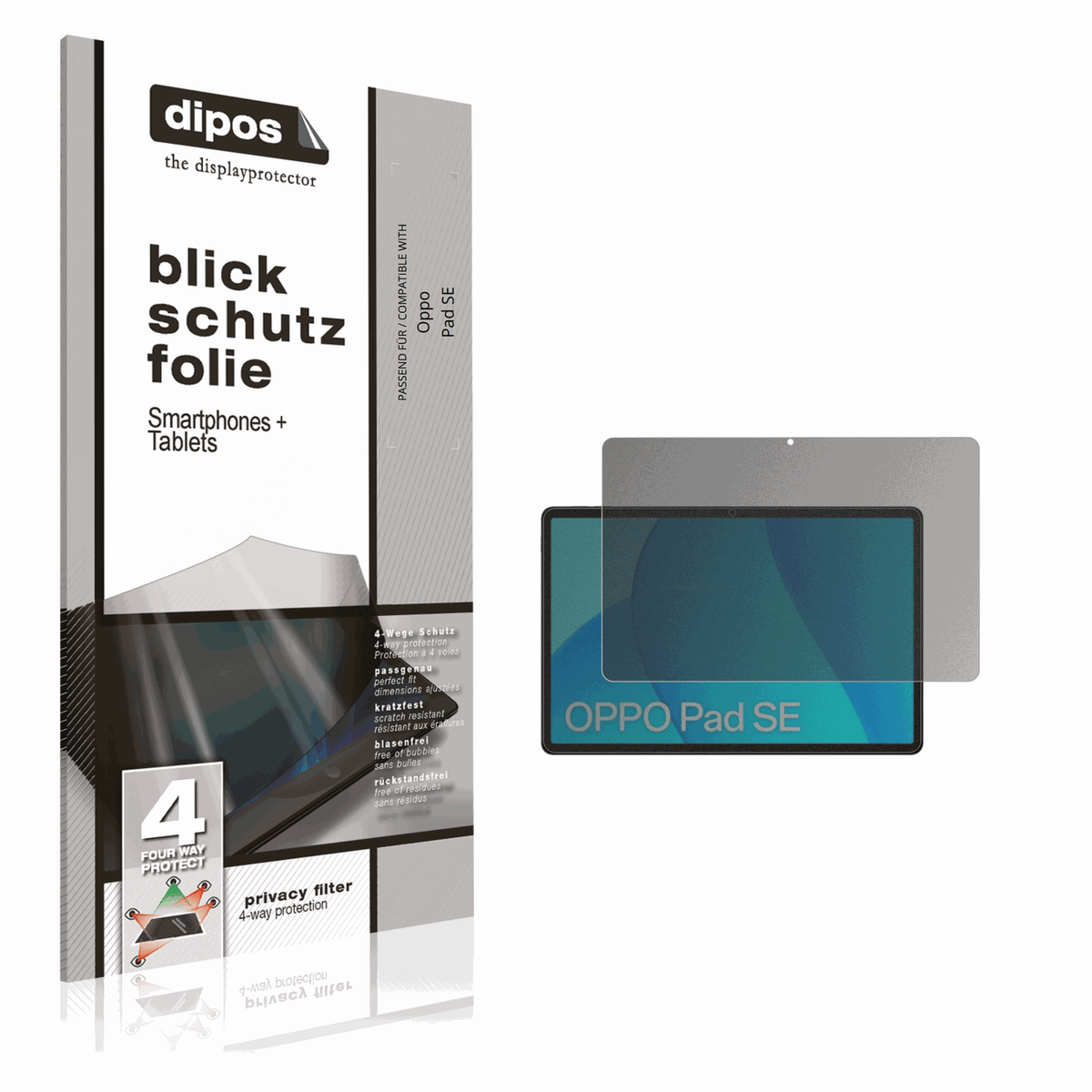 Blickschutzfolie von dipos passend für oppopad se, präziser Zuschnitt und blasenfrei montiert