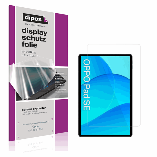 Klare Displayschutzfolie von dipos passend für Oppo Pad Se 11 Zoll, präziser Zuschnitt und blasenfrei montiert