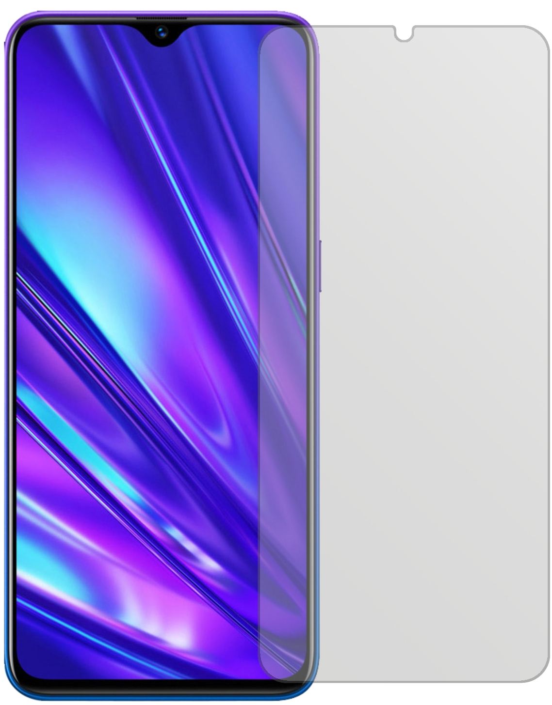 OppoRealme 5s mit aufgebrachter dipos Displayschutzfolie, die lästige Fingerabdrücke minimiert