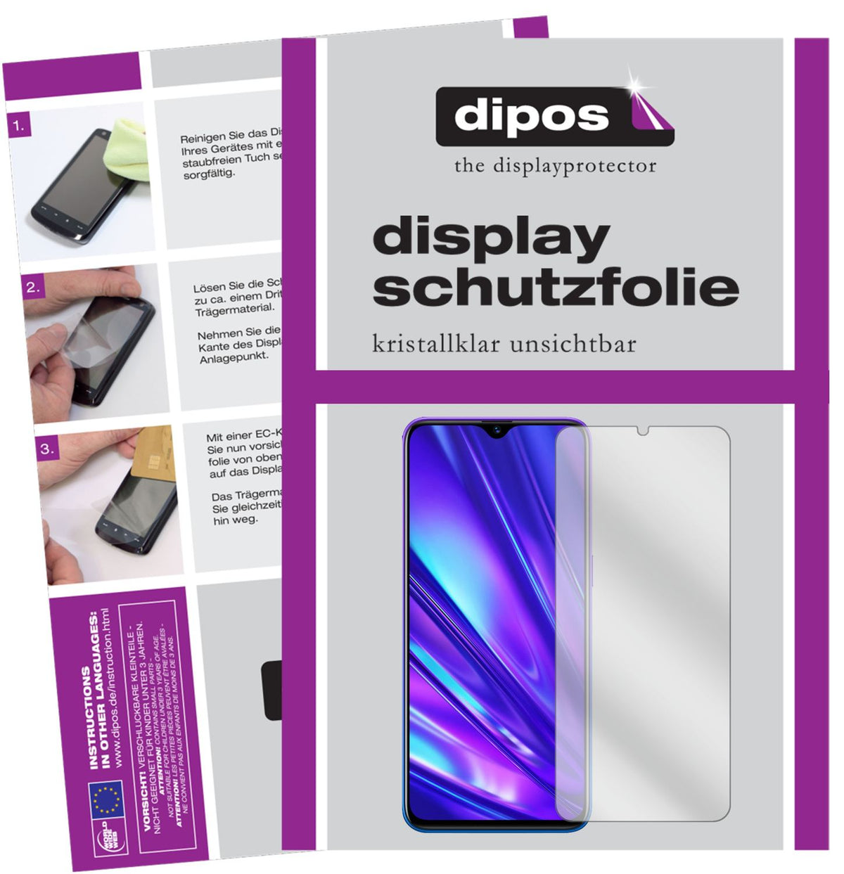 Klare Displayschutzfolie von dipos passend für Oppo Realme 5s, präziser Zuschnitt und blasenfrei montiert