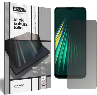 Blickschutzfolie von dipos passend für Oppo Realme Narzo 10A, präziser Zuschnitt und blasenfrei montiert
