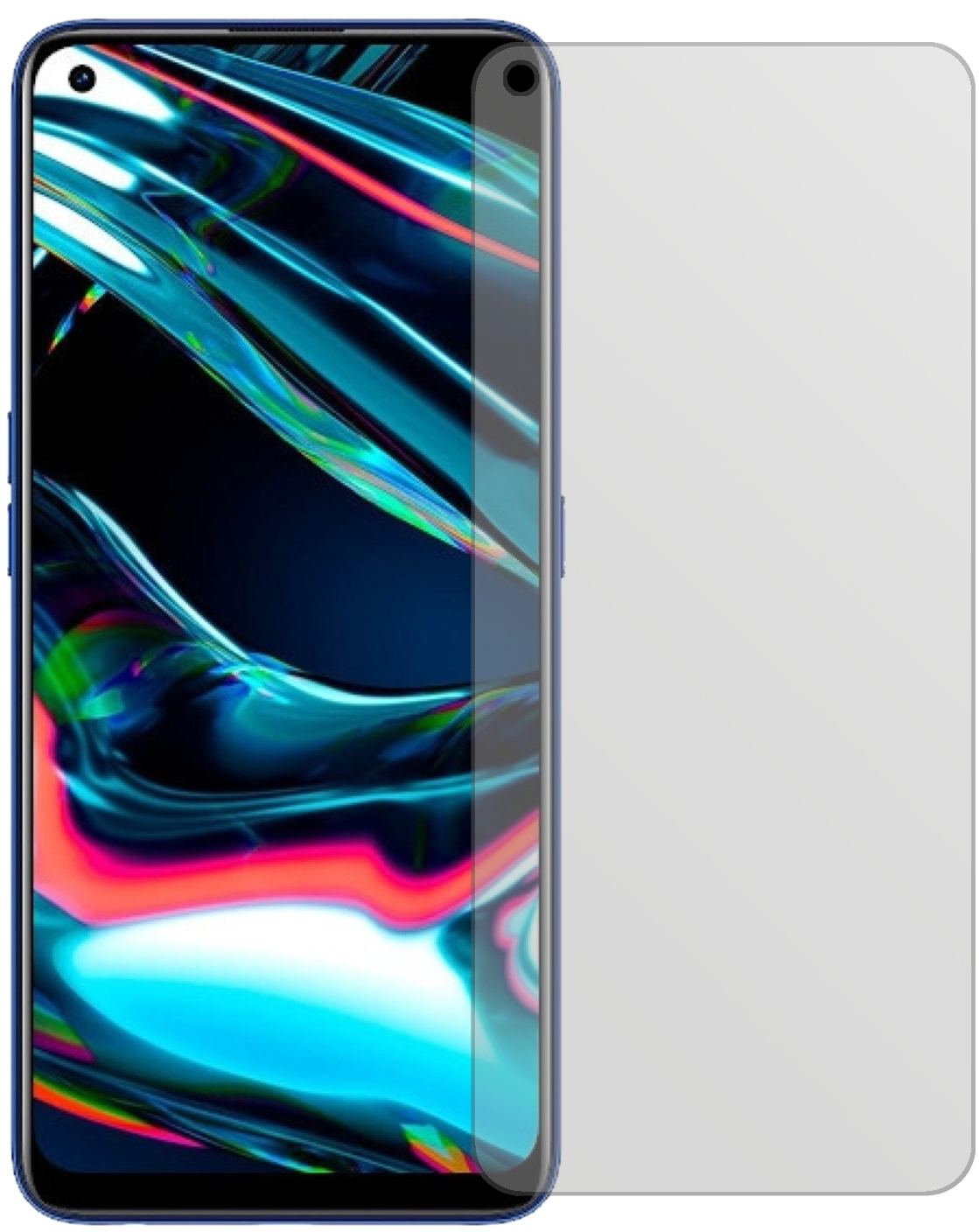 OppoRealme 7 Pro mit aufgebrachter dipos Displayschutzfolie, die lästige Fingerabdrücke minimiert