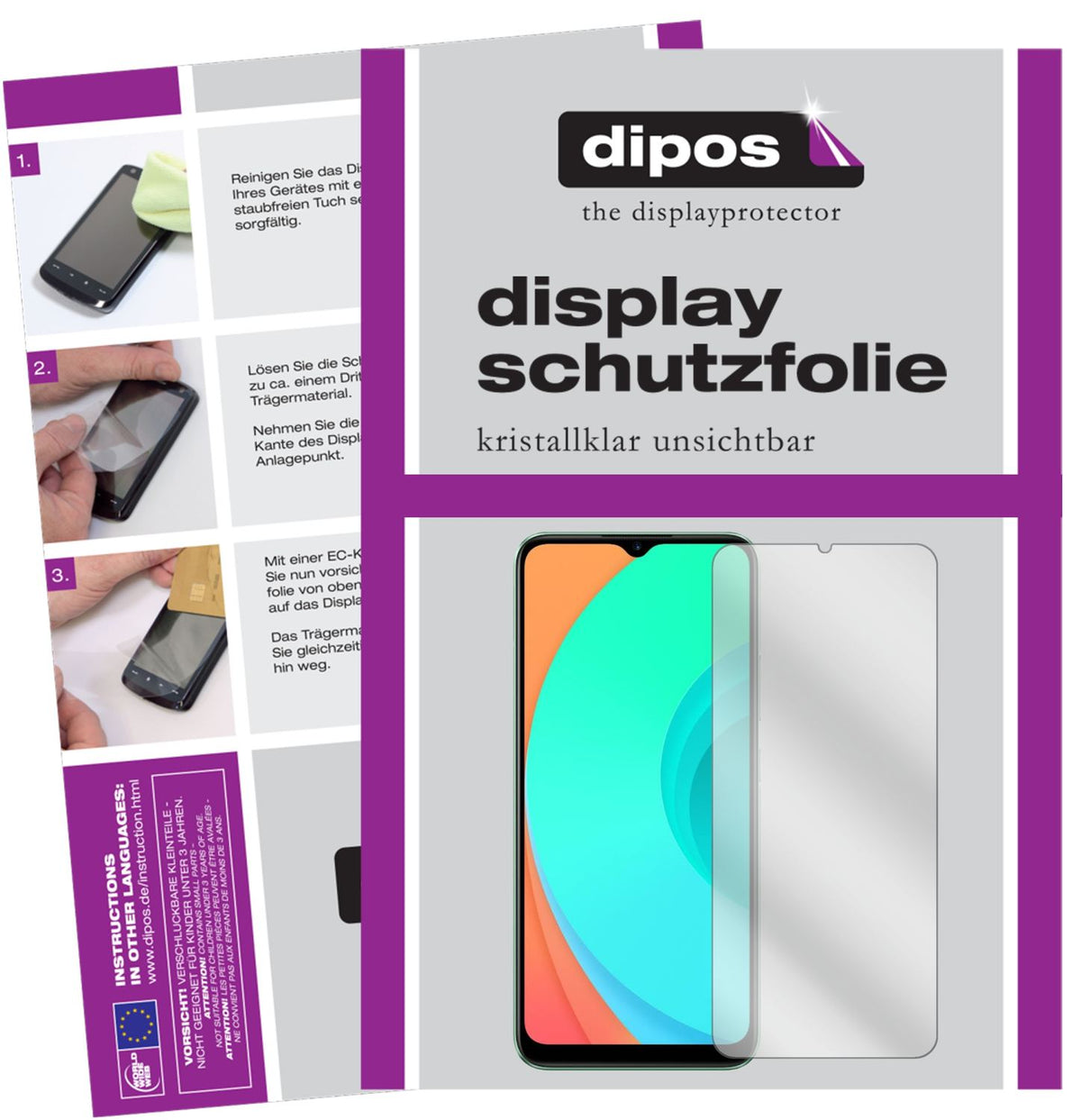 Klare Displayschutzfolie von dipos passend für Ucani S60K 1.83, 100% Displayabdeckung und blasenfreie Montage