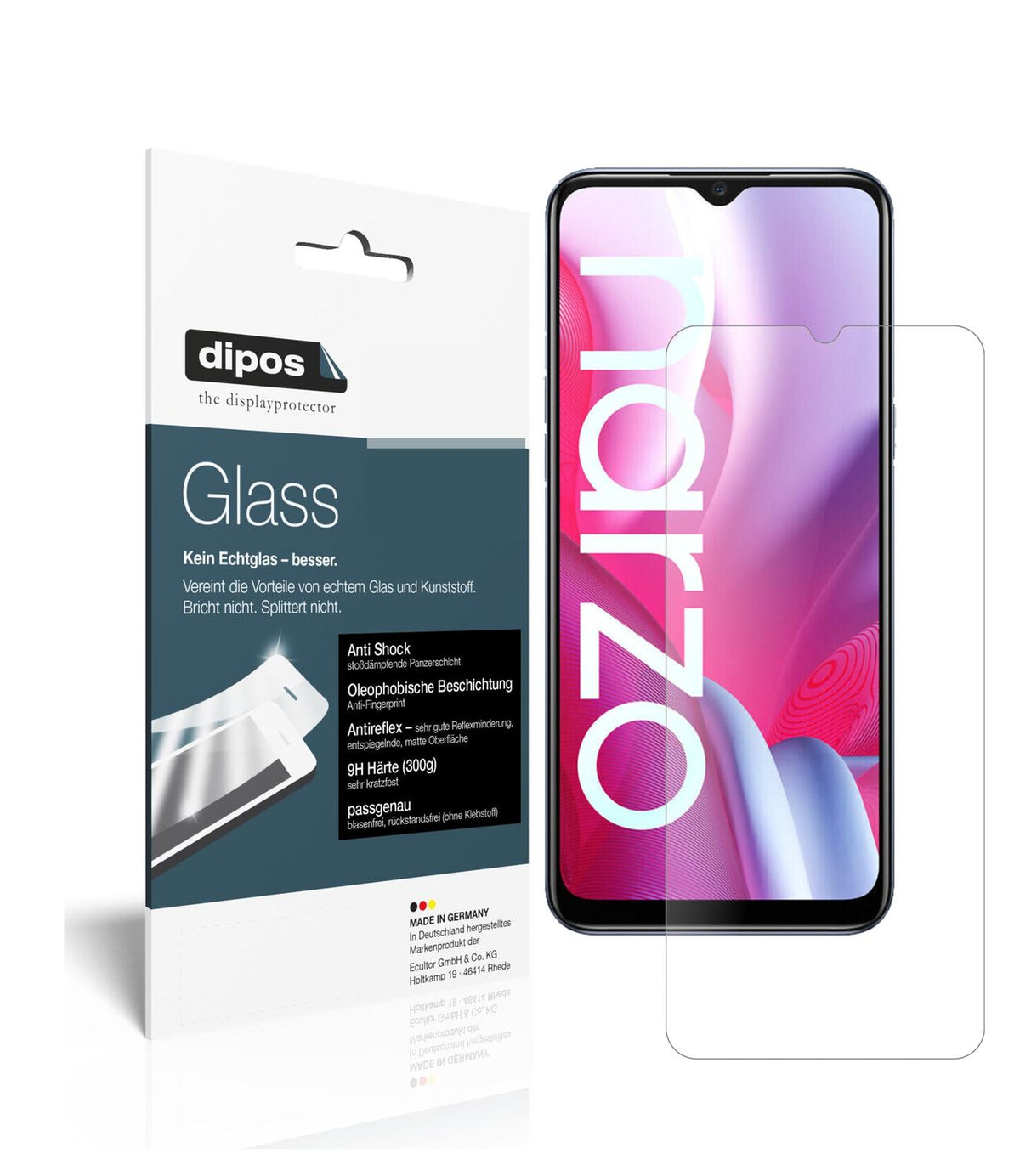 Matte Displayschutzfolie von dipos passend für Oppo Realme Narzo 20, 9H kratzfest und blasenfrei montiert