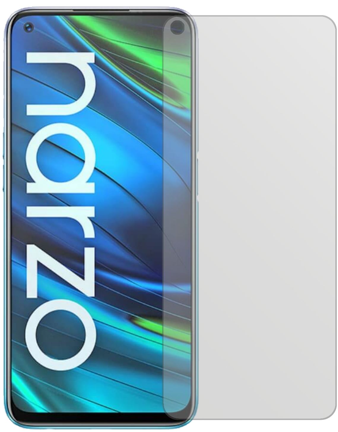 OppoRealme Narzo 20 Pro mit aufgebrachter dipos Displayschutzfolie, die lästige Fingerabdrücke minimiert