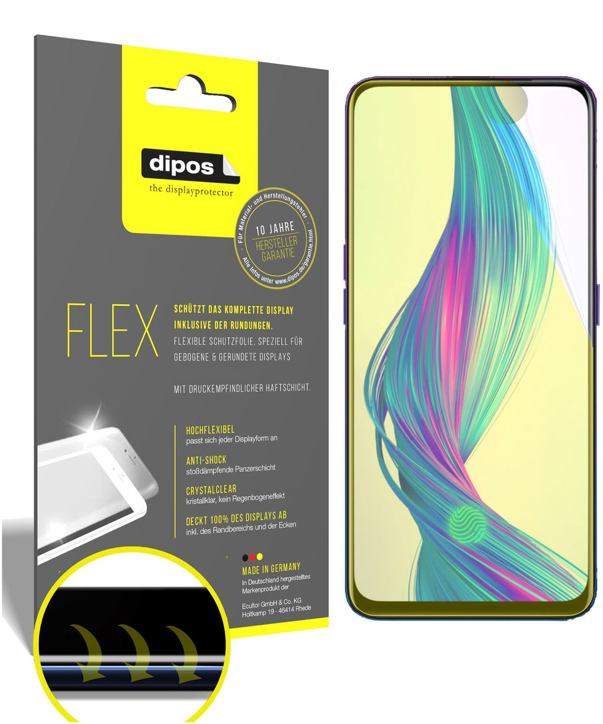 Klare Displayschutzfolie von dipos passend für Oppo Realme X, 100% Displayabdeckung und blasenfreie Montage