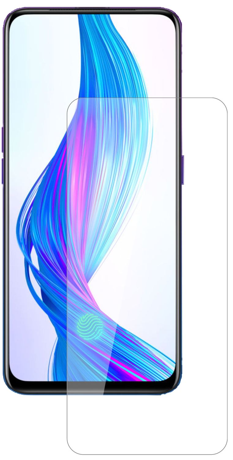 OppoRealme X Master Edition mit aufgebrachter dipos Flex Schutzfolie, glasklare Darstellung ohne Einschränkungen