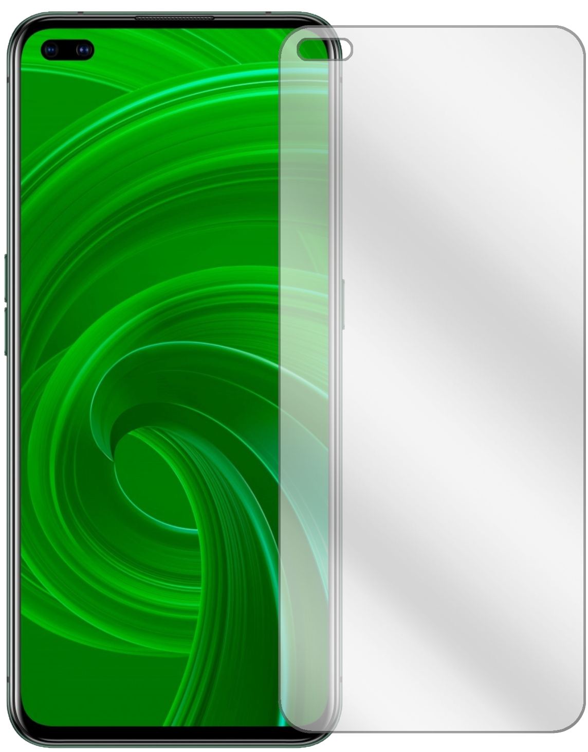 OppoRealme X50m 5G mit aufgebrachter dipos Displayschutzfolie, glasklare Darstellung ohne Einschränkungen