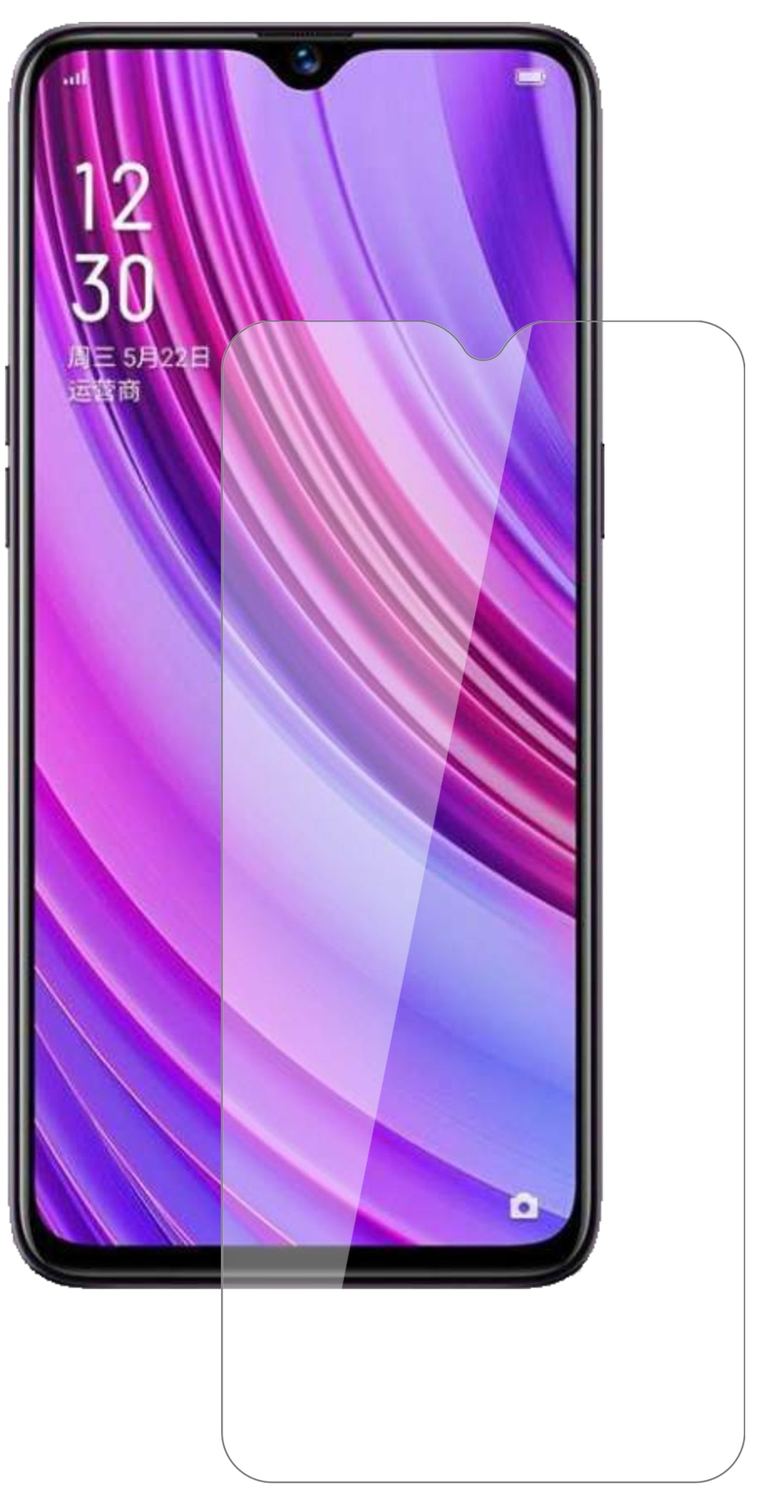 OppoRealme X Lite mit aufgebrachter dipos Flex Schutzfolie, glasklare Darstellung ohne Einschränkungen