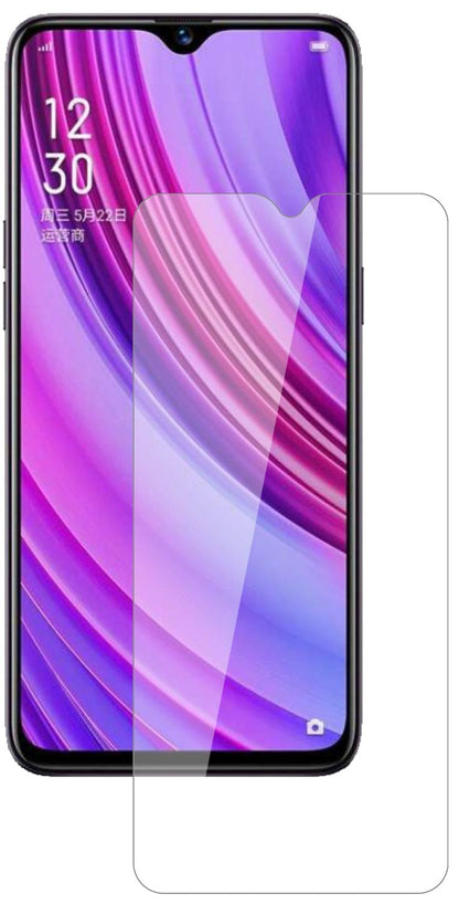 OppoRealme X Lite mit aufgebrachter dipos Flex Schutzfolie, glasklare Darstellung ohne Einschränkungen