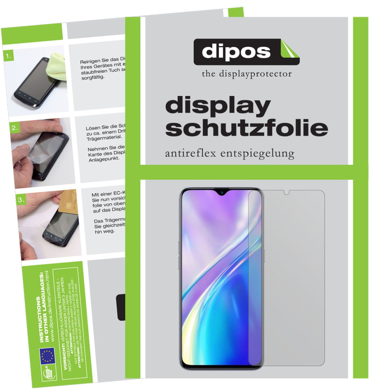 Matte Displayschutzfolie von dipos passend für Oppo Realme XT, präziser Zuschnitt und blasenfrei montiert