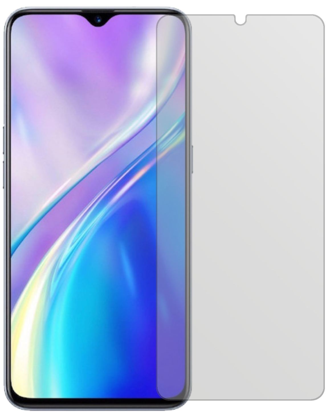 OppoRealme XT mit aufgebrachter dipos Displayschutzfolie, die lästige Fingerabdrücke minimiert