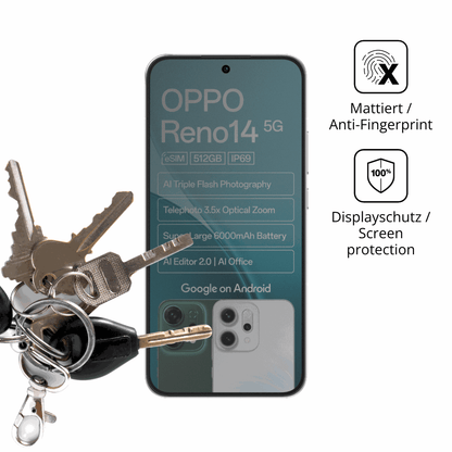 dipos Displayschutz für Oppo Reno14 5G, mattierte Oberfläche, Blickschutzfilter und perfekter Passform