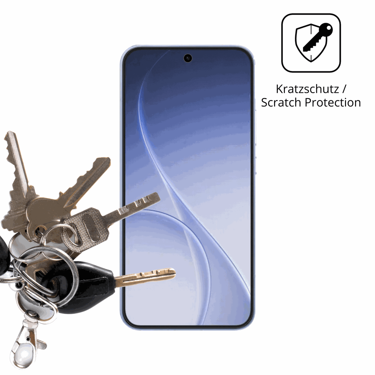 Schutz gegen Kratzer auf dem Oppo Reno15c Glas durch Schlüssel oder Ähnliches