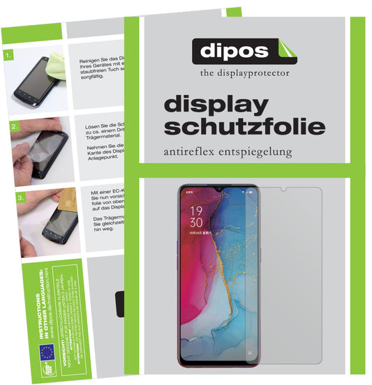 Matte Displayschutzfolie von dipos passend für Oppo Reno3, präziser Zuschnitt und blasenfrei montiert