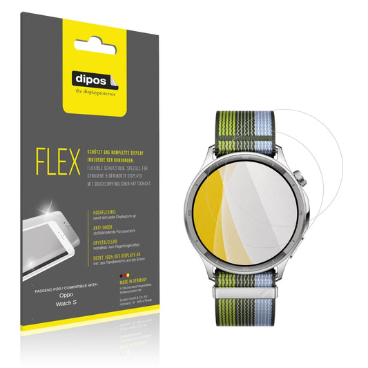 Klare Displayschutzfolie von dipos passend für Oppo Watch S, 100% Displayabdeckung und blasenfreie Montage