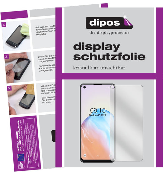 Klare Displayschutzfolie von dipos passend für Oukitel C18 Pro, präziser Zuschnitt und blasenfrei montiert